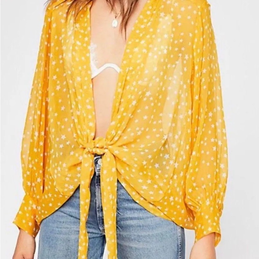 Yellow Star Print Women's Top